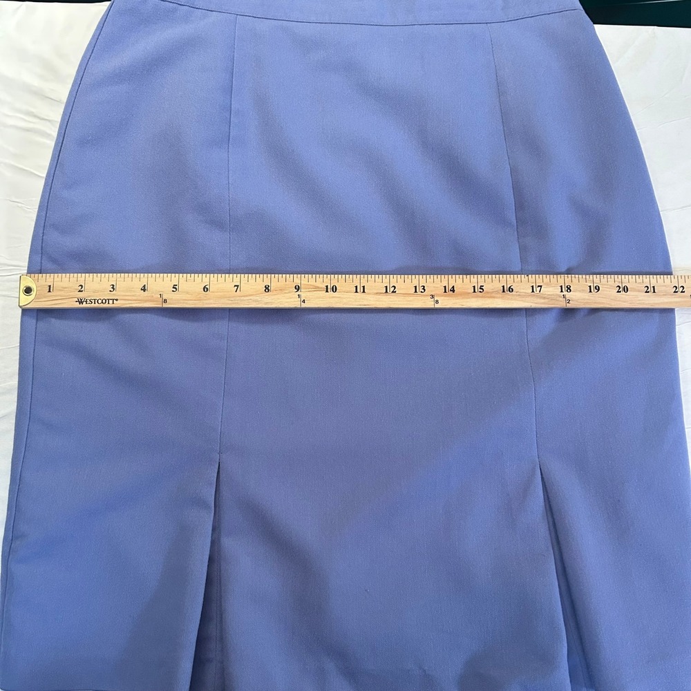Worthington Petite Midi Skirt Periwinkle Blue Elastic‎ Waist Slit Detail Women - Picture 4 of 9